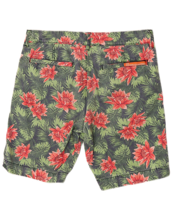 Superdry Mens Chino Shorts Médio W32 Algodão Floral Verde