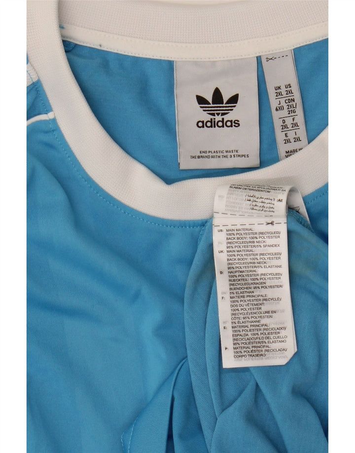 Camiseta masculina Adidas Top 2XL poliéster listrado azul