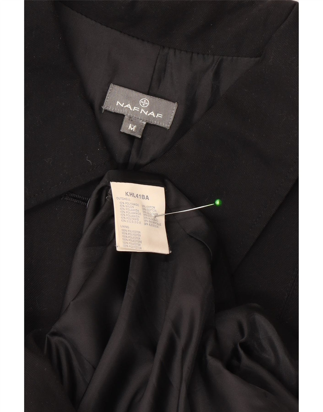 Sobretudo militar feminino Naf Naf UK 12 poliéster preto médio