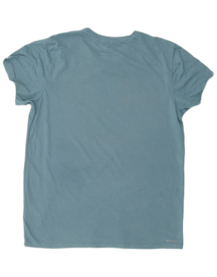 Camiseta masculina Hurley Dri Fit com estampa gráfica de algodão azul médio
