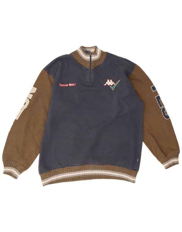 Moletom masculino Kappa com zíper e gola em bloco colorido azul marinho 2XL