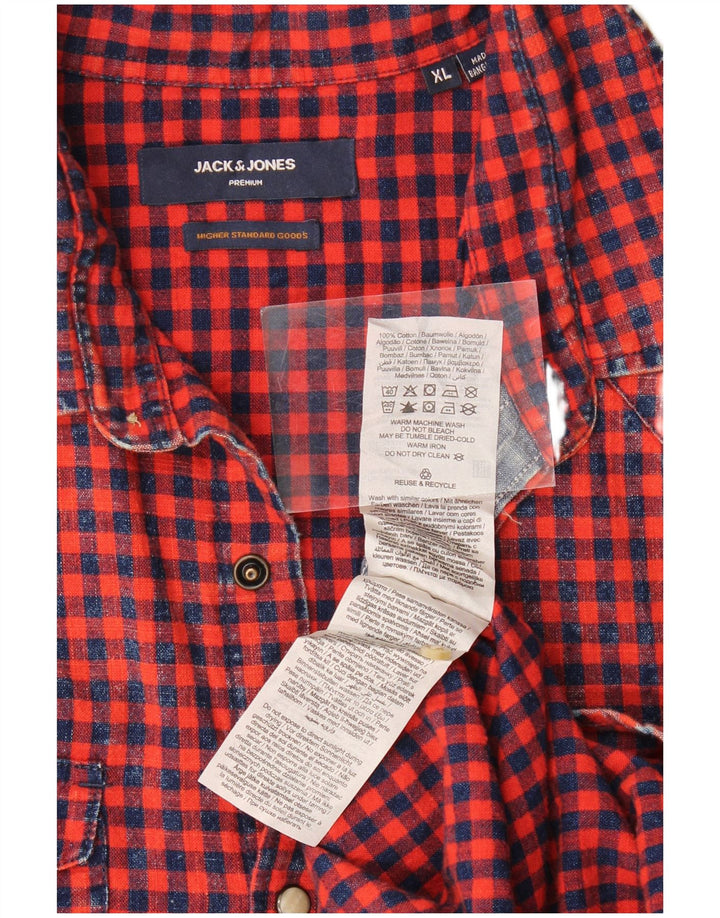 Camisa masculina de flanela Jack & Jones XL vermelho algodão guingão