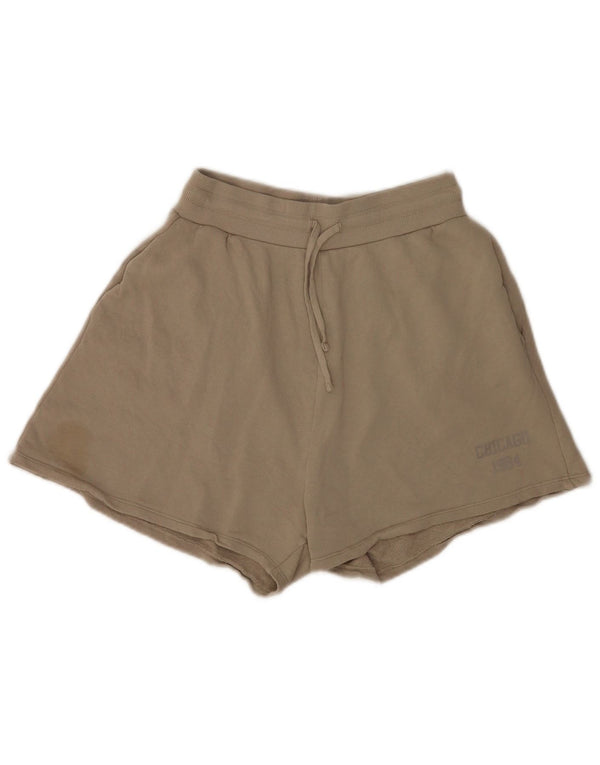 Shorts esportivos femininos Zara Chicago Relaxed Fit Reino Unido 14 algodão bege médio