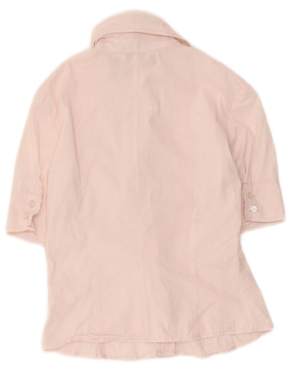 Camisa smoking feminina de manga curta Intrend IT 38 XS algodão rosa