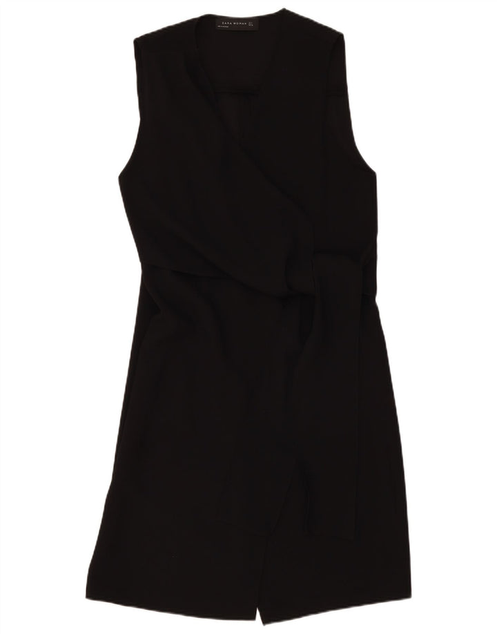Vestido feminino sem mangas Zara UK 12 poliéster preto médio