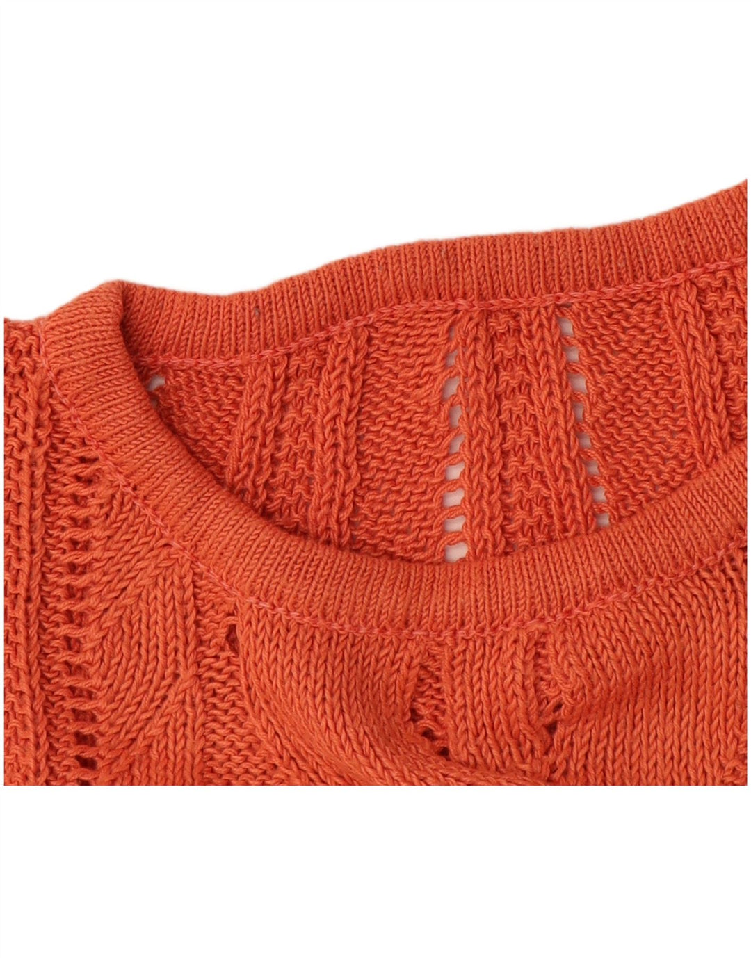 Suéter feminino VINTAGE com gola redonda Reino Unido 14 médio laranja
