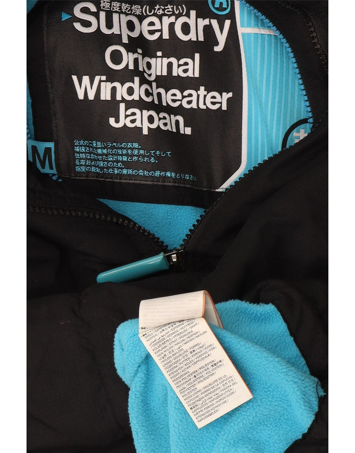 Jaqueta corta-vento feminina Superdry com capuz e blusão UK 14 médio preto