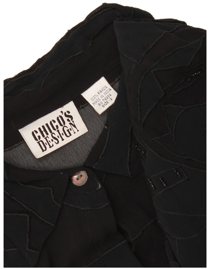 Vestido camisa feminino Chico's Reino Unido 14 rayon geométrico preto médio
