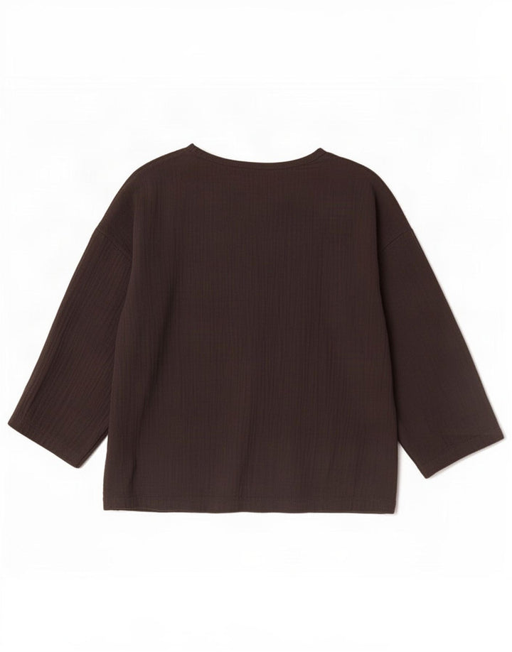 Blusa feminina Zara manga 3/4 oversized top UK 12 médio preto