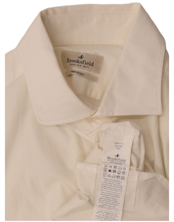 Camisa masculina Brooks Brothers de algodão branco médio