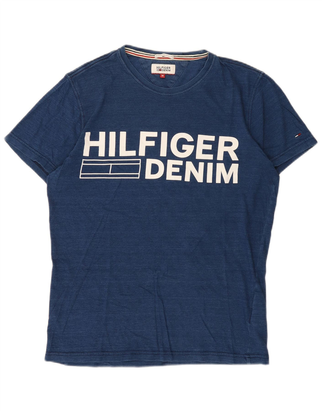 Tommy Hilfiger Camiseta masculina gráfica Top médio algodão azul marinho