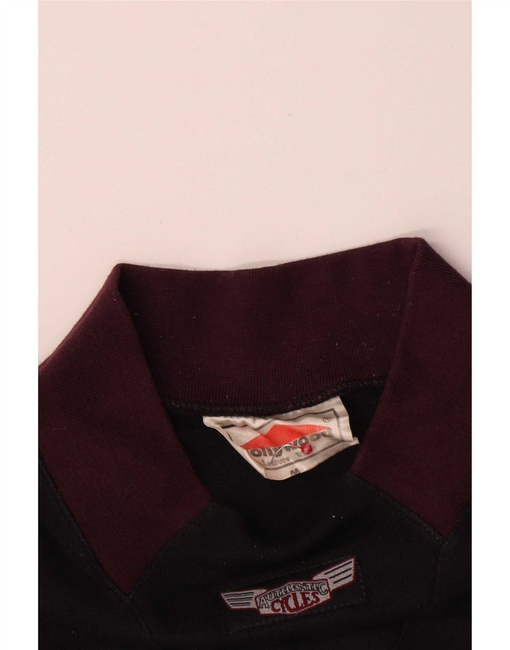 Moletom masculino vintage Jumper médio preto colorblock algodão