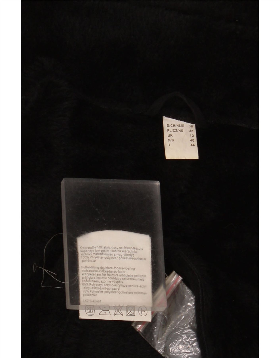 Sobretudo Sherpa feminino vintage Reino Unido 12 poliéster preto médio