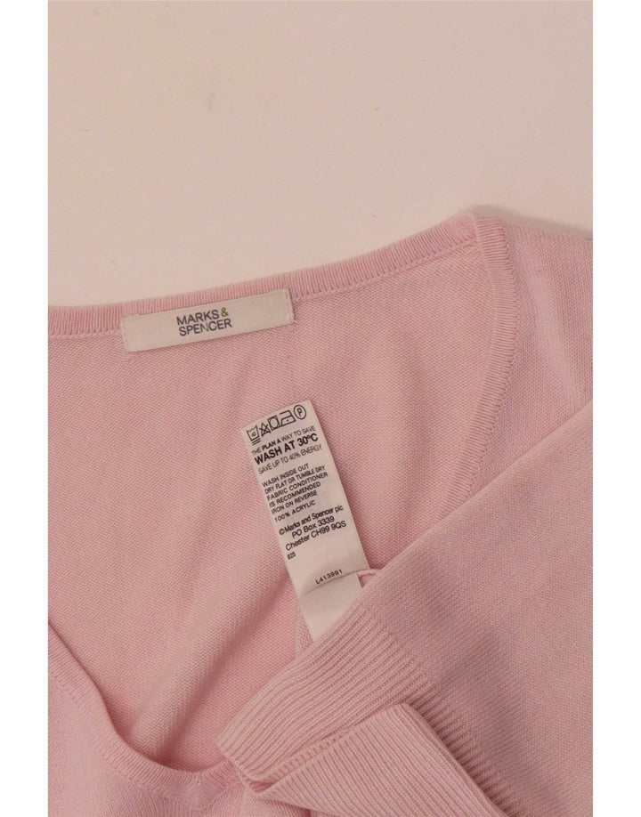 Suéter feminino Marks & Spencer com decote em V Reino Unido 12 acrílico rosa médio