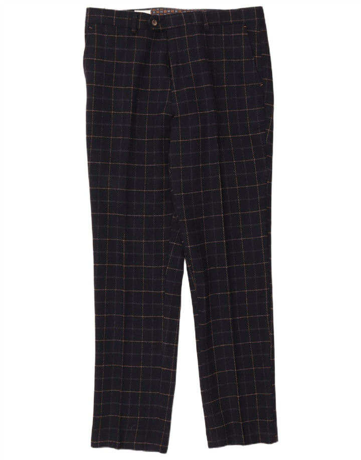 Terno masculino Cavani com 2 botões e 2 peças Reino Unido 40 grande W38 L32 azul marinho xadrez