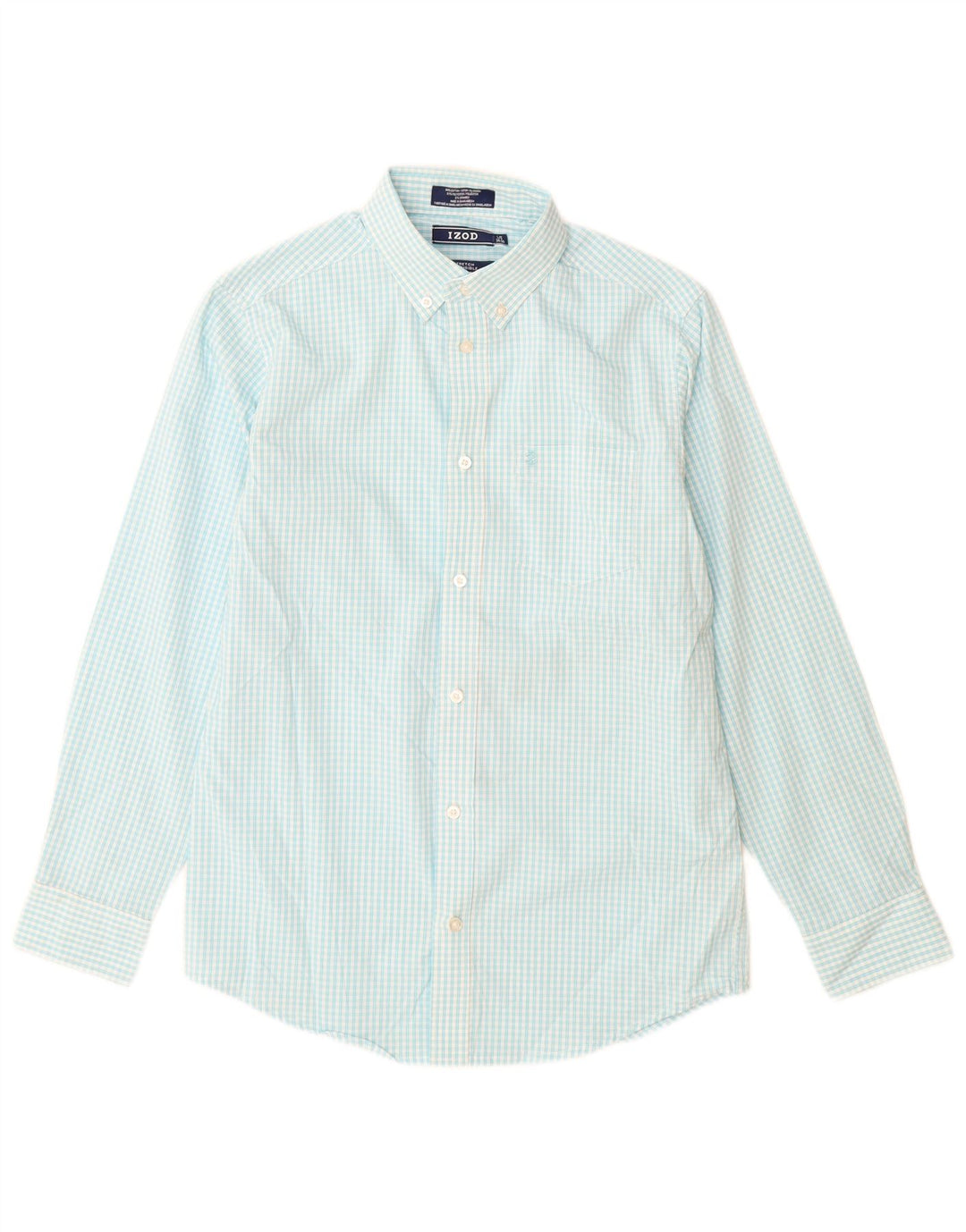 Camisa elástica Izod Boys 14-15 anos grande algodão guingão azul