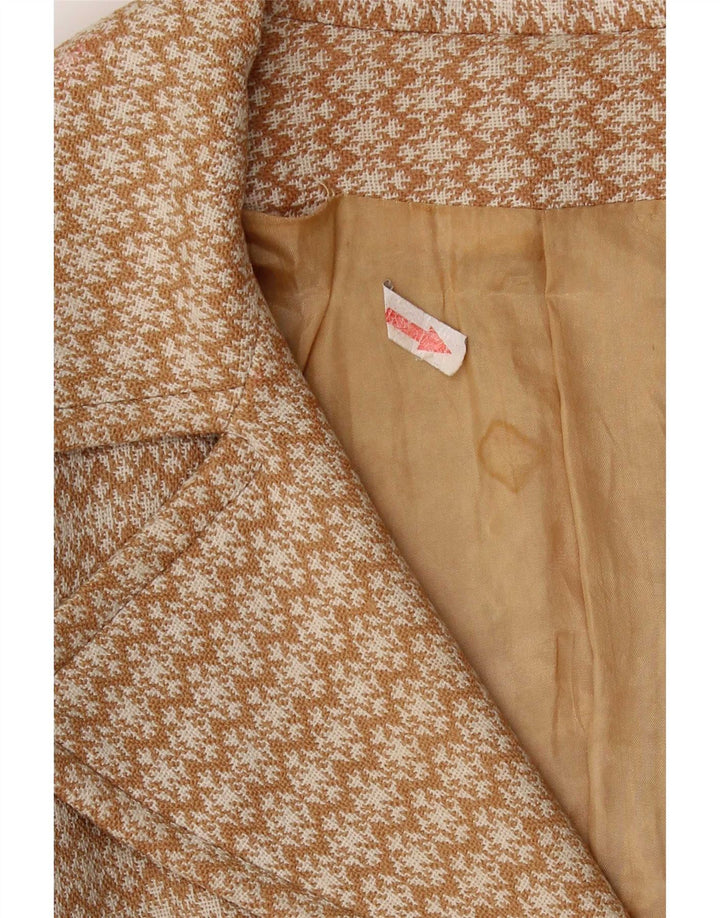 Sobretudo feminino vintage UK 10 pequeno bege geométrico