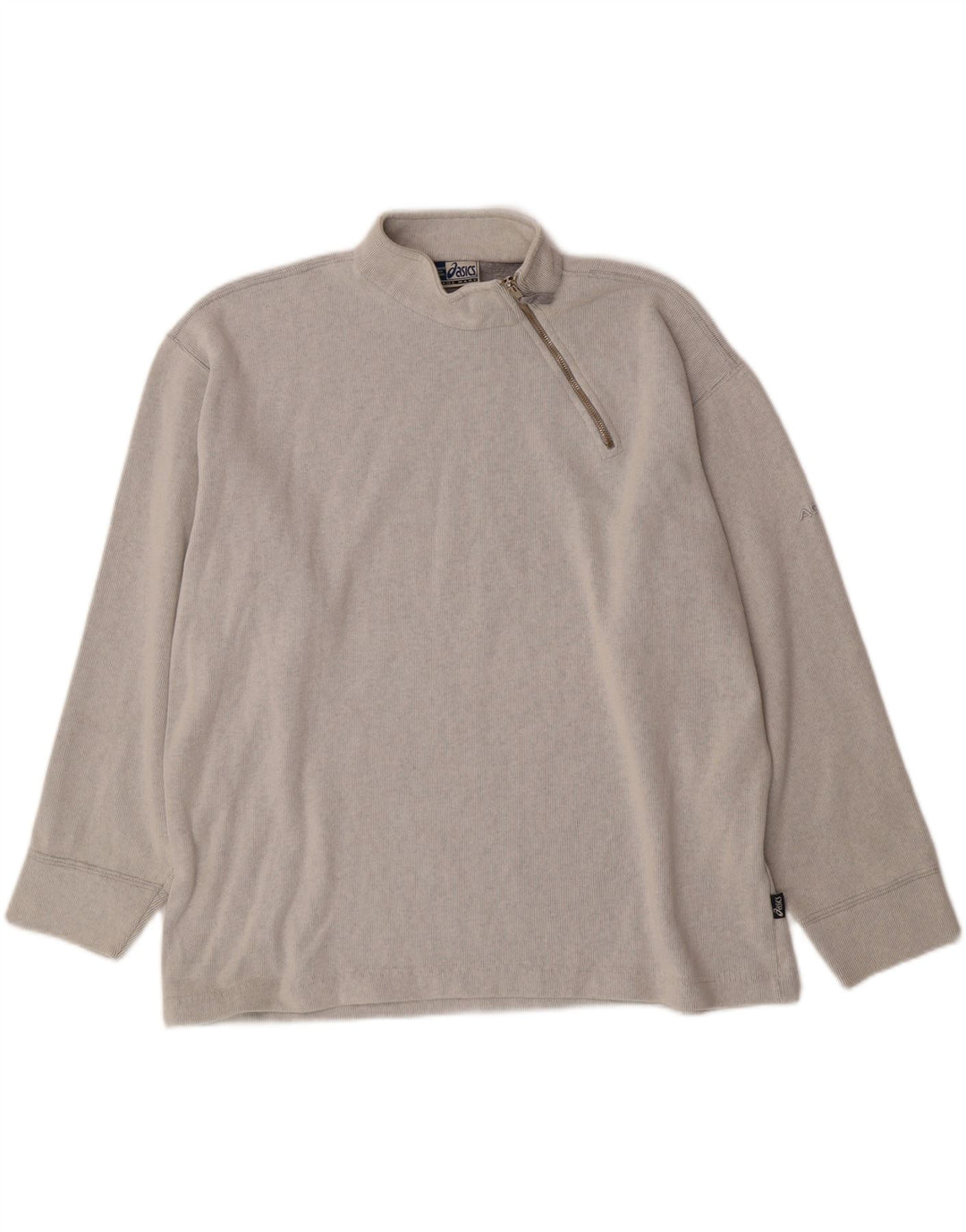 ASICS Mens Zip Neck Sweatshirt Jumper Large Grey Cotton Vintage Asics and Second-Hand Asics from Messina Hembry 