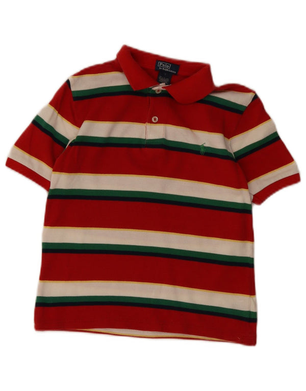 Polo Ralph Lauren Camisa masculina 6-7 anos algodão listrado vermelho