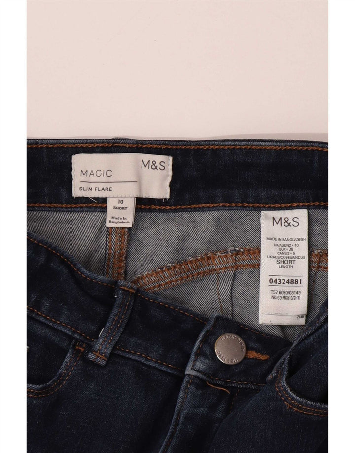 Jeans feminino Marks & Spencer Magic Flared UK 10 pequeno W26 L26 azul marinho