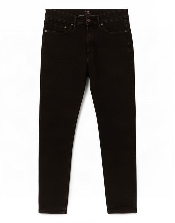 Marks & Spencer Mens Slim Jeans W30 L29 Algodão Preto