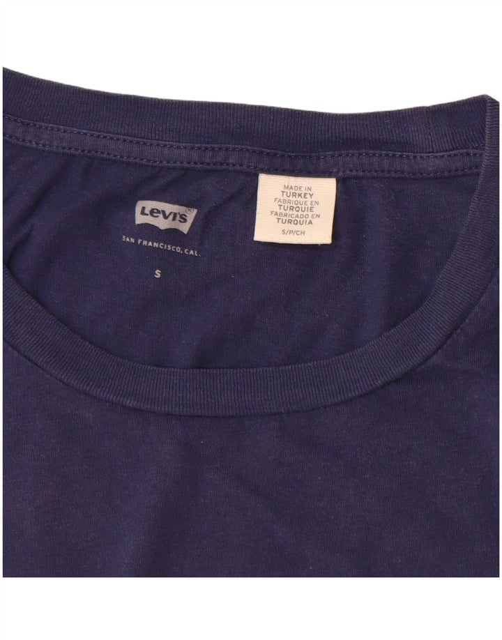 Camiseta feminina gráfica LEVI'S UK 10 pequena algodão azul marinho