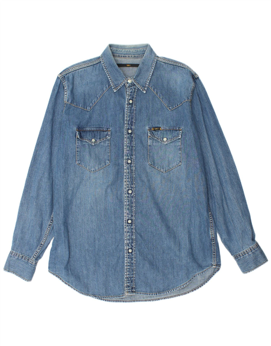 Camisa jeans masculina Lee algodão azul médio