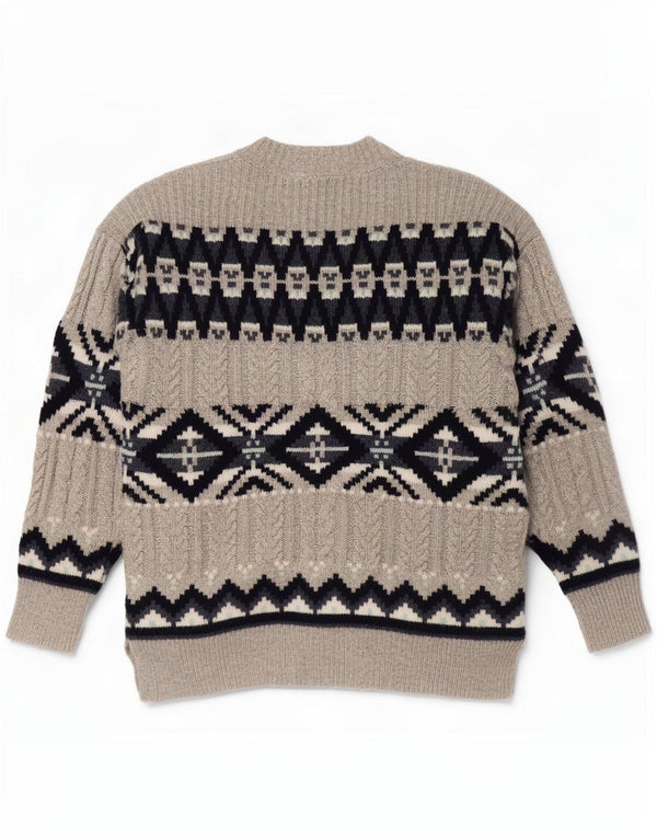 Suéter cardigã feminino Marks & Spencer Reino Unido 14 cinza médio Fair Isle
