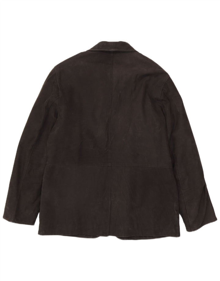 Jaqueta de couro masculina vintage IT 50 grande couro preto