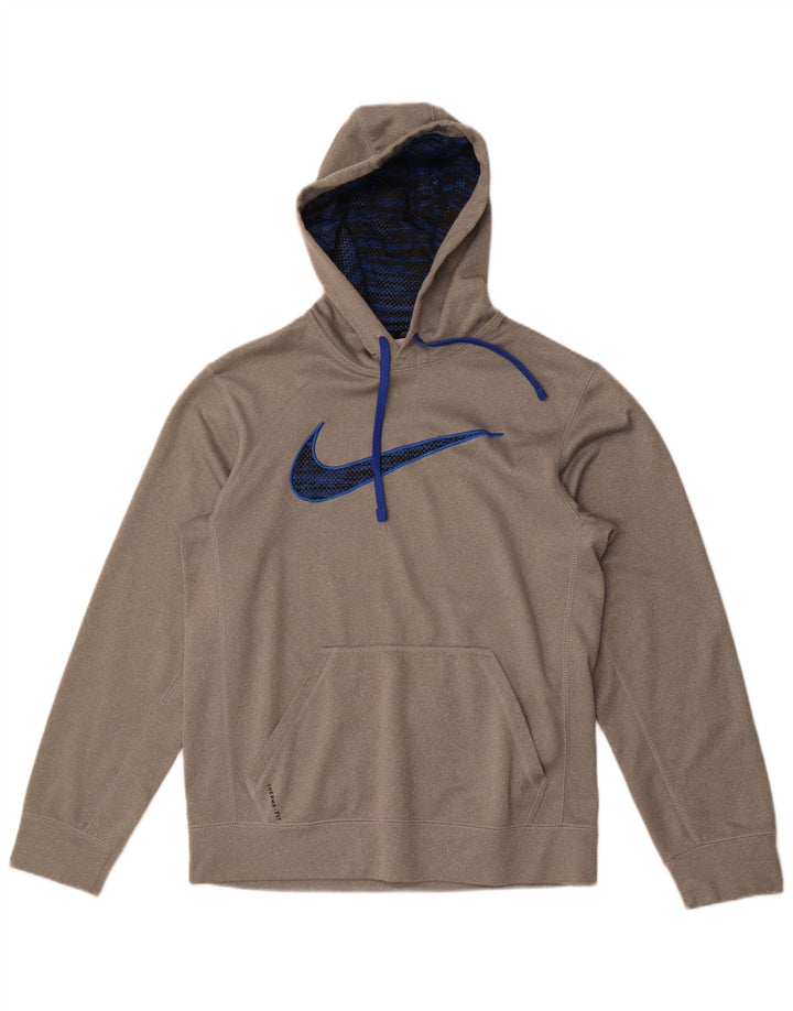 Suéter Nike Masculino Therma-Fit Graphic com capuz pequeno cinza poliéster