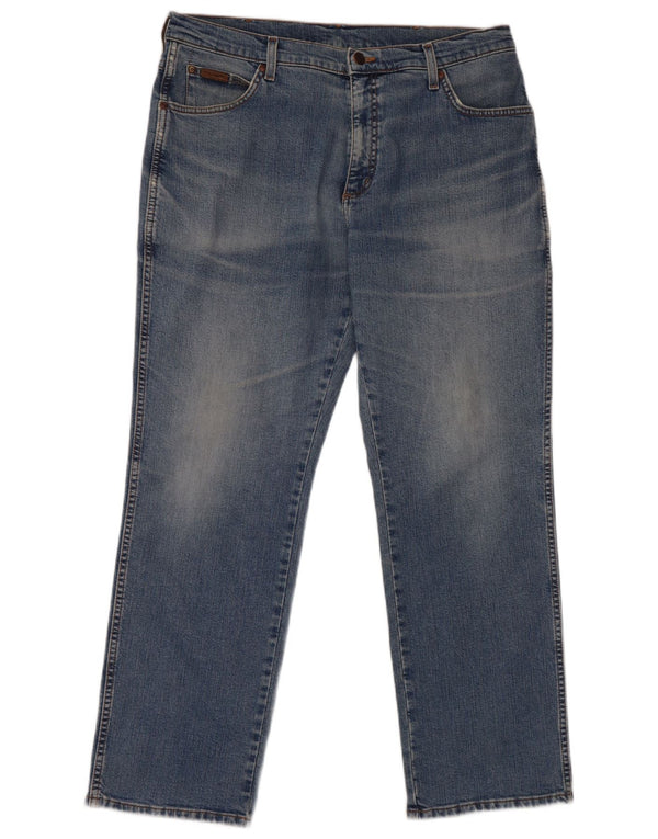 WRANGLER Masculino Texas Stretch Straight Jeans W36 L30 Azul Algodão