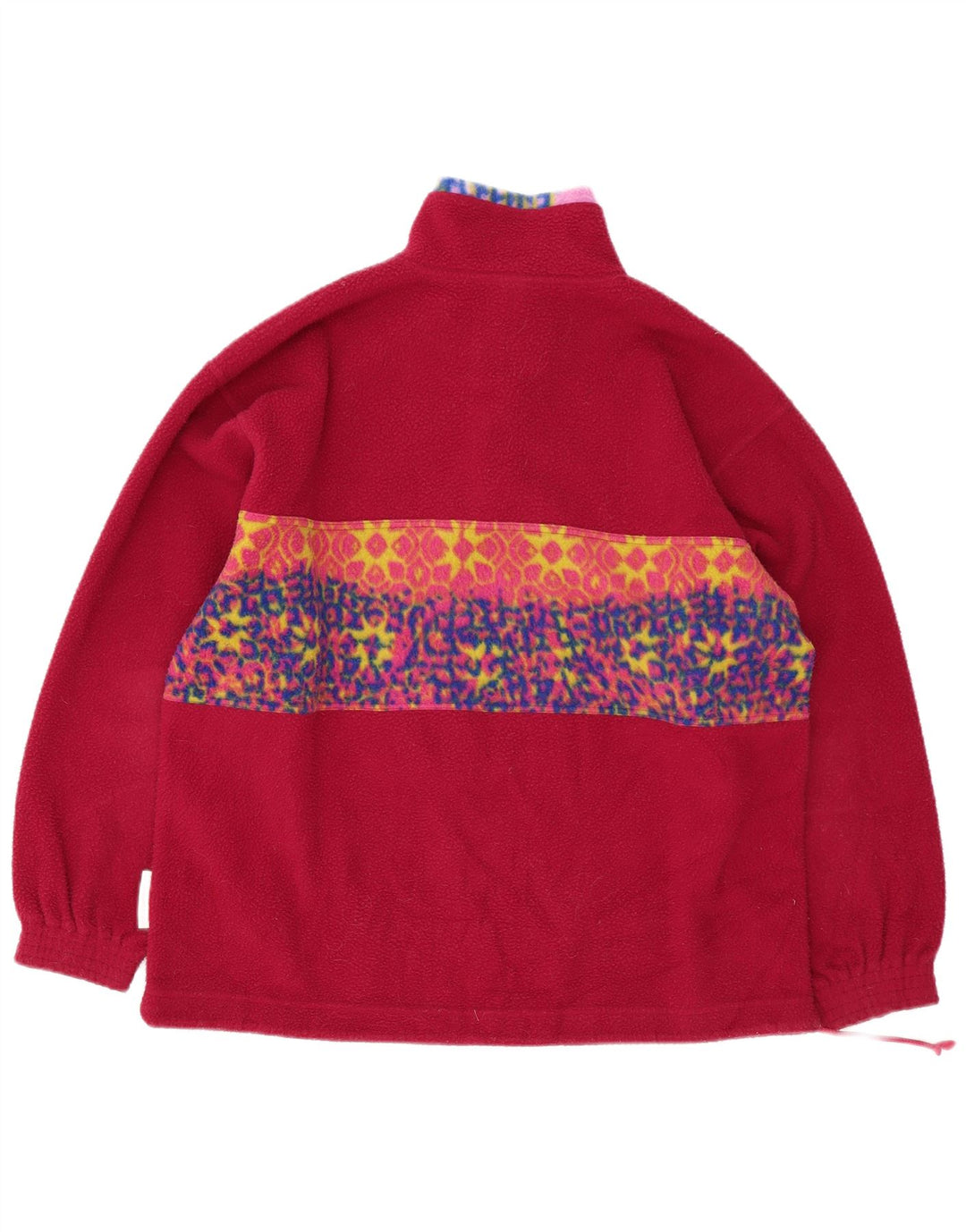Jumper de lã com pescoço de botão masculino vintage grande poliéster geométrico rosa