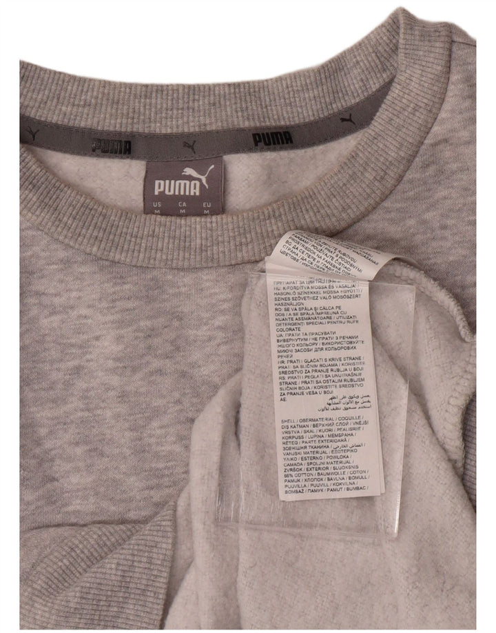 PUMA feminino gráfico moletom jumper UK 14 médio cinza algodão