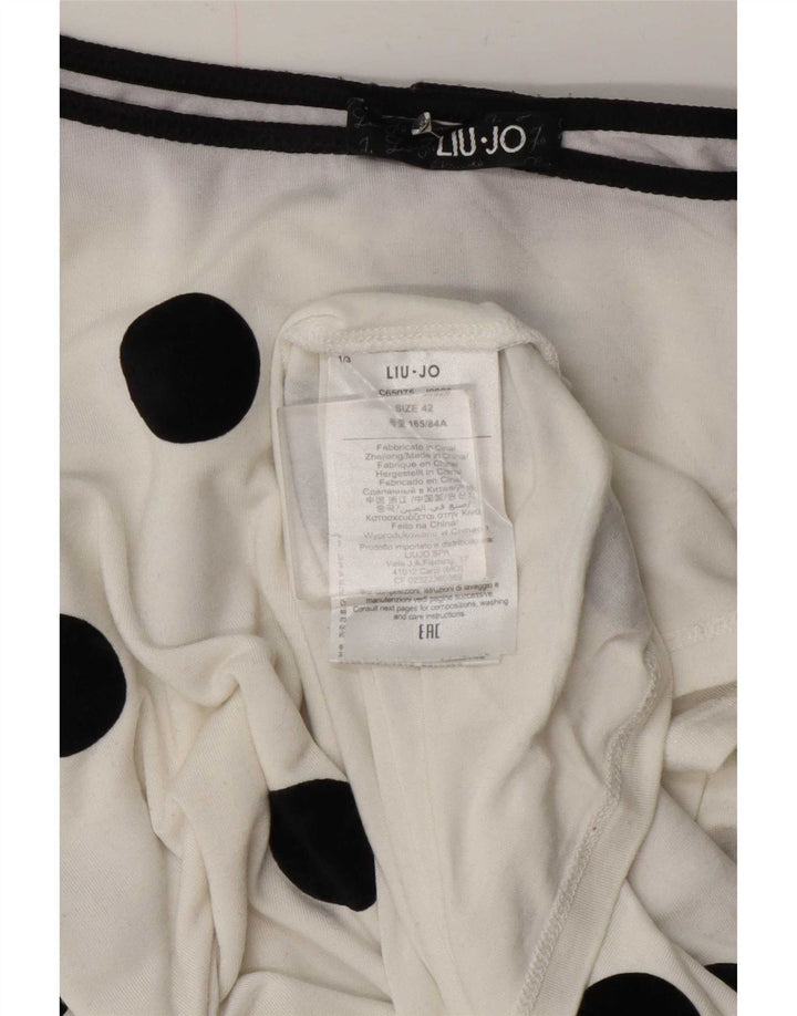 Liu Jo Top feminino manga comprida IT 42 médio branco bolinhas viscose