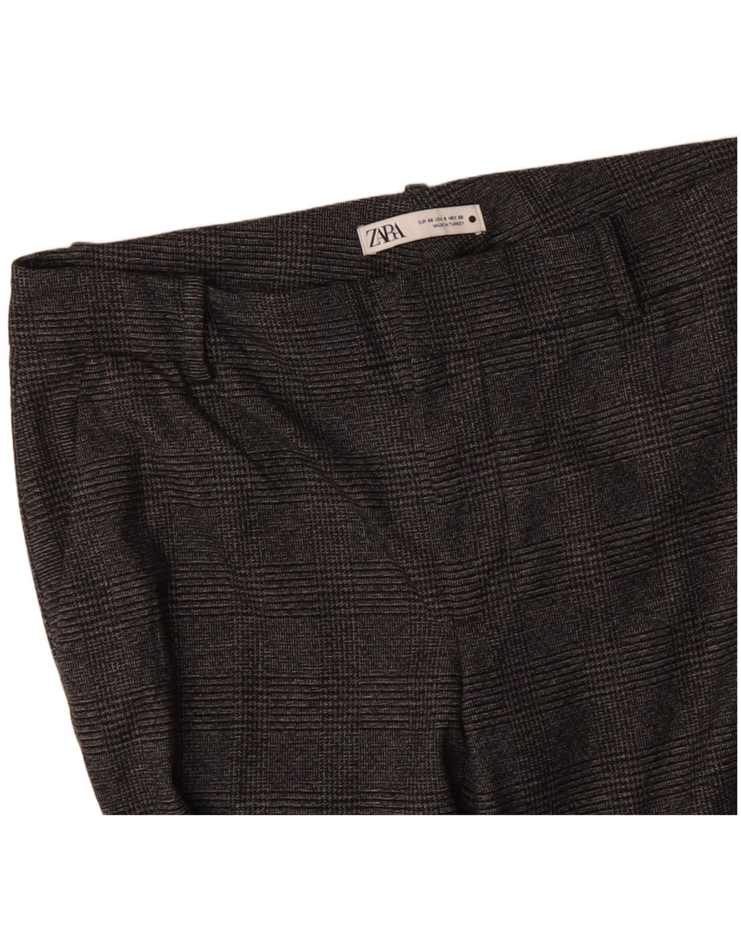 Calça feminina ZARA Slim Suit EU 40 Médio W30 L29 Poliéster xadrez cinza