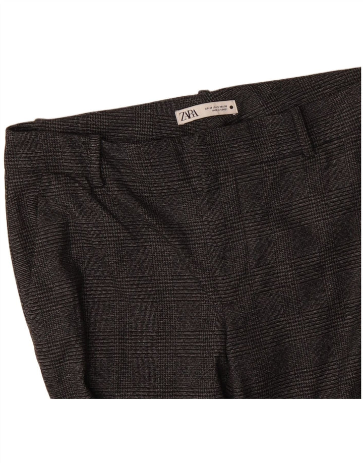 Calça feminina ZARA Slim Suit EU 40 Médio W30 L29 Poliéster xadrez cinza