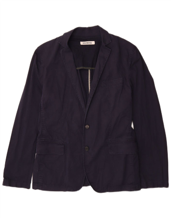 Jaqueta blazer masculina de 2 botões BIKKEMBERGS Reino Unido 38 azul marinho médio