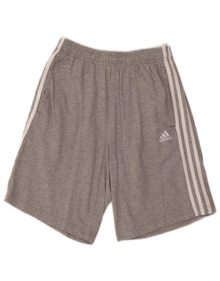 Shorts esportivos masculinos Adidas pequeno algodão cinza
