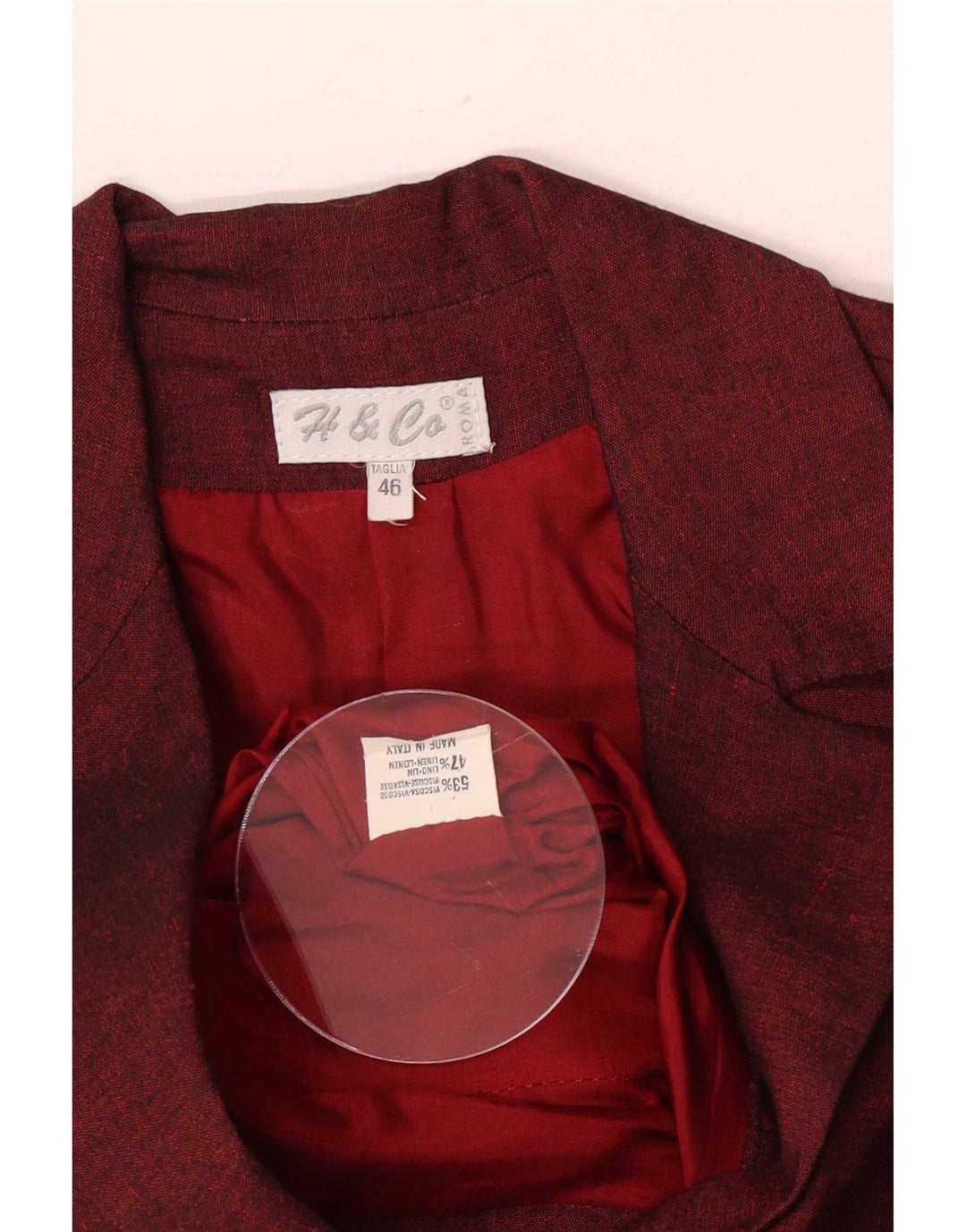 Jaqueta blazer feminina vintage de 2 botões IT 46 Viscose grande Borgonha