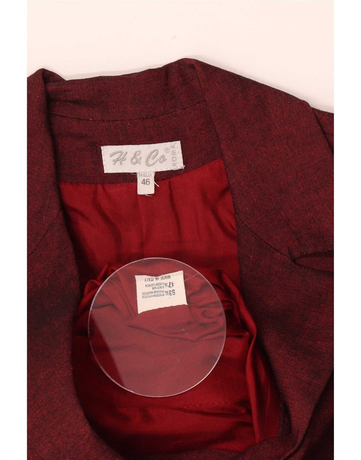 Jaqueta blazer feminina vintage de 2 botões IT 46 Viscose grande Borgonha