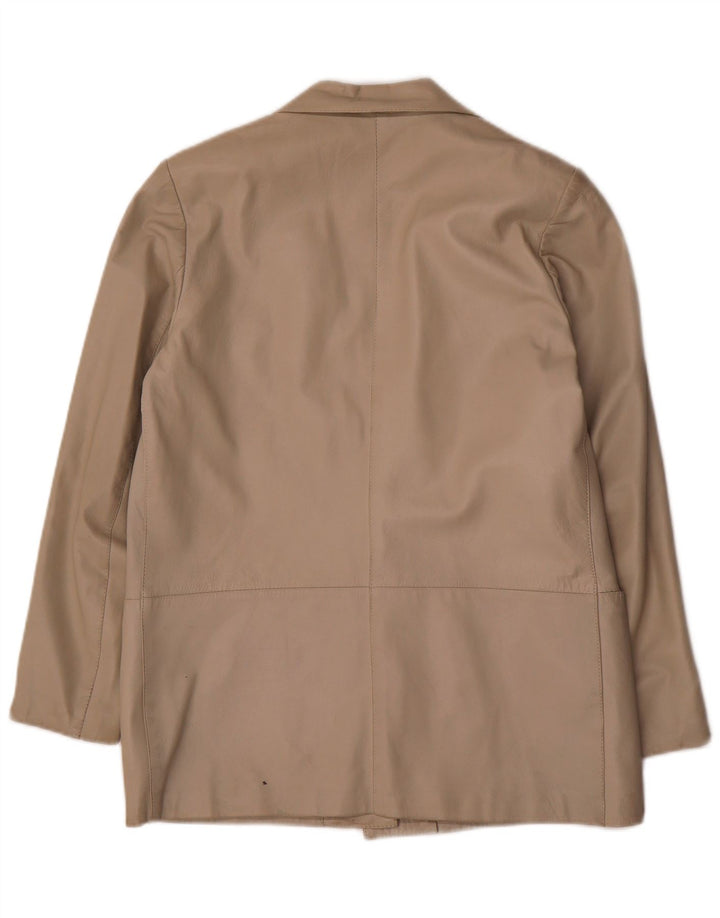 Jaqueta blazer feminina vintage de couro com 1 botão IT 42 couro bege médio