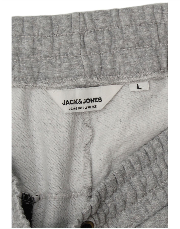 JACK & JONES Calça de treino masculina Joggers grande bloco cinza
