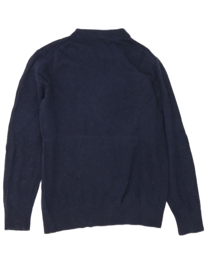 Suéter masculino Gant com gola redonda e lã de carneiro azul marinho pequena