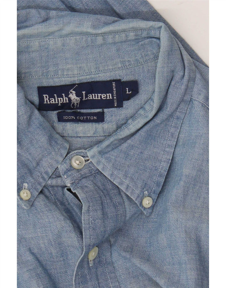 Camisa masculina Ralph Lauren grande algodão azul