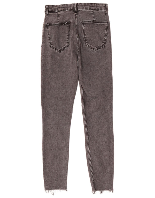 Zara Calça jeans skinny feminina cintura alta UE 38 pequena W28 L25 algodão preto