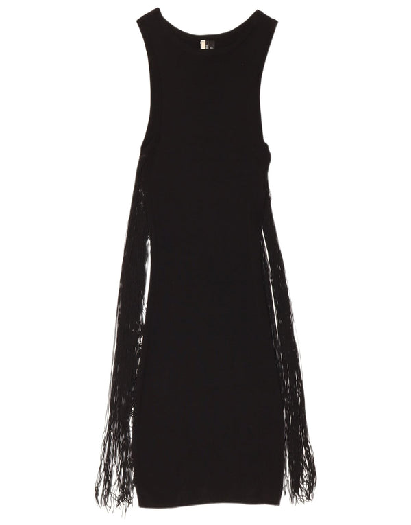Topshop vestido maxi feminino sem mangas Reino Unido 6 XS preto viscose