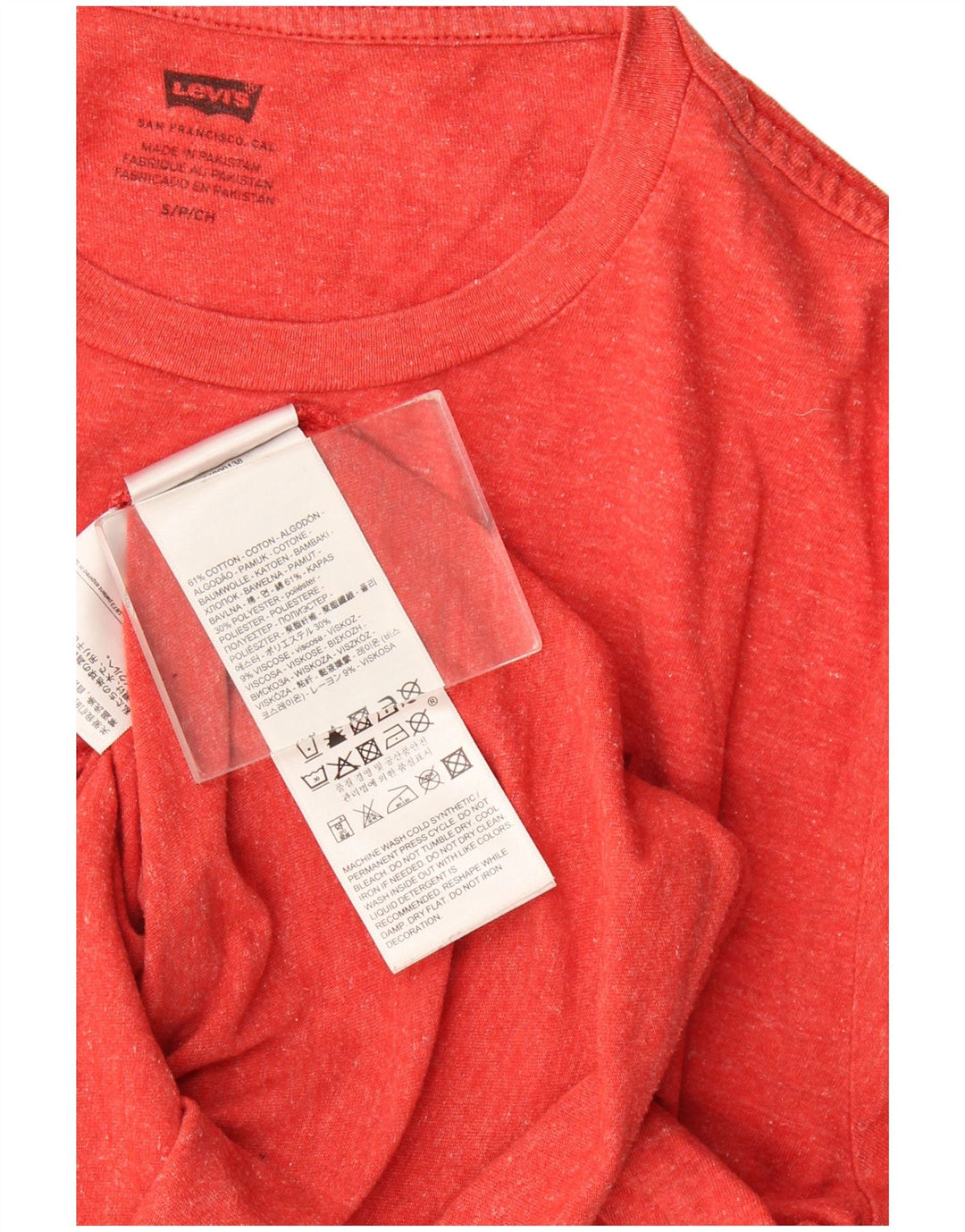 Camiseta gráfica masculina Levi's Top pequeno algodão manchado vermelho