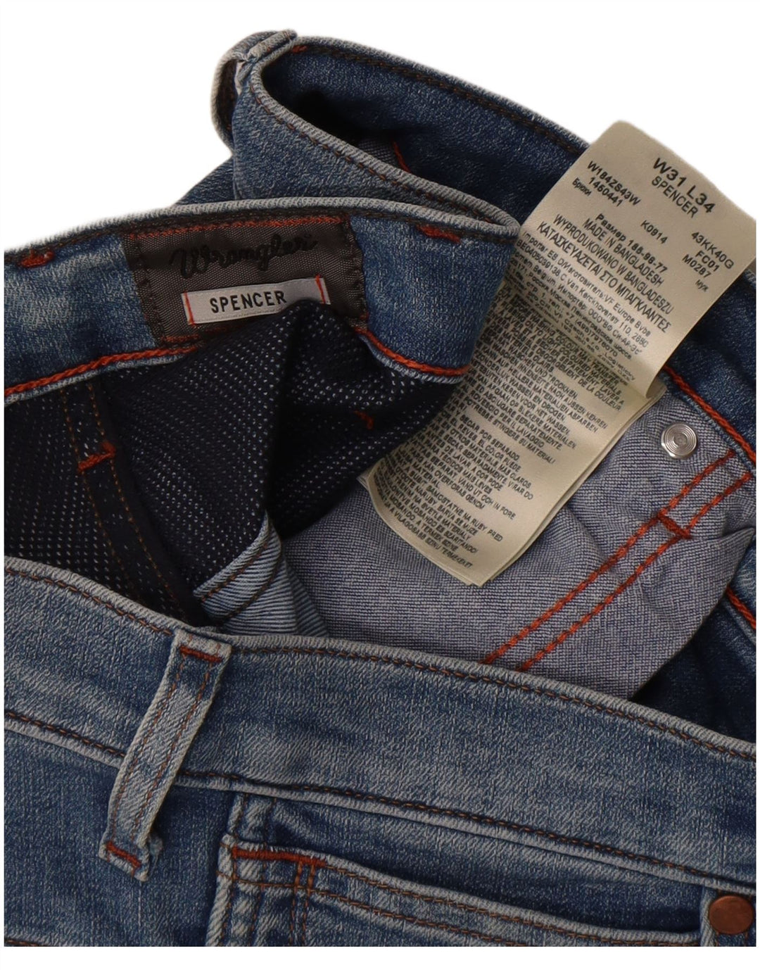 Wrangler Masculino Spencer Slim Jeans W31 L30 Azul Algodão