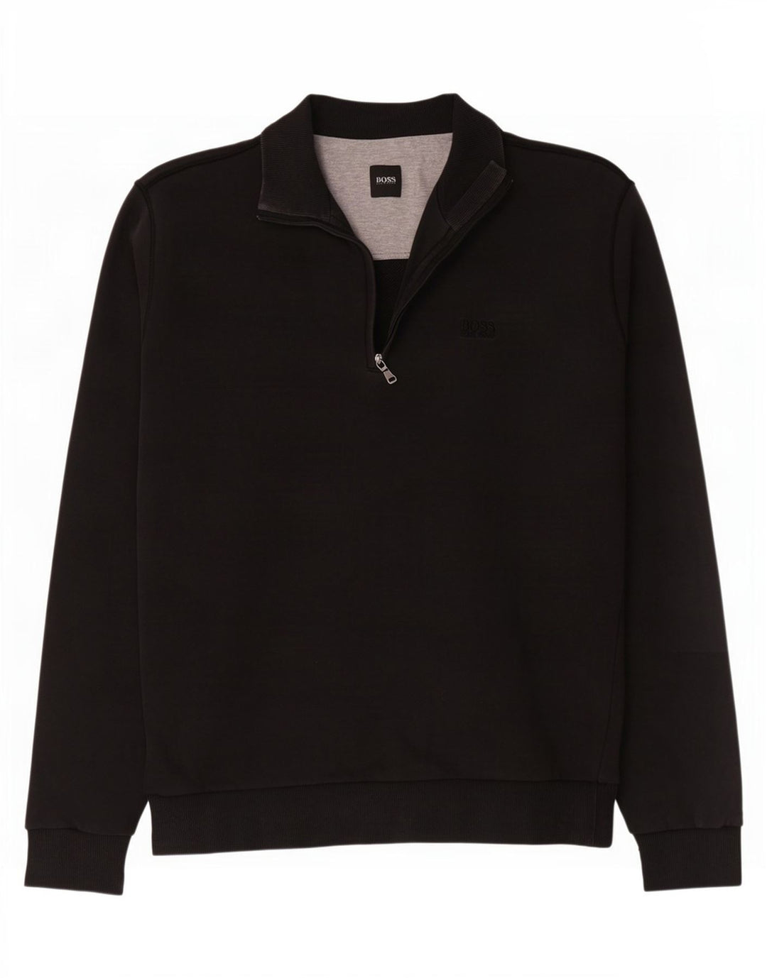 Moletom masculino Hugo Boss com zíper e gola alta de algodão preto médio