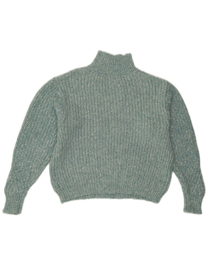 Suéter feminino Marks & Spencer com gola tartaruga Reino Unido 10 pequeno turquesa